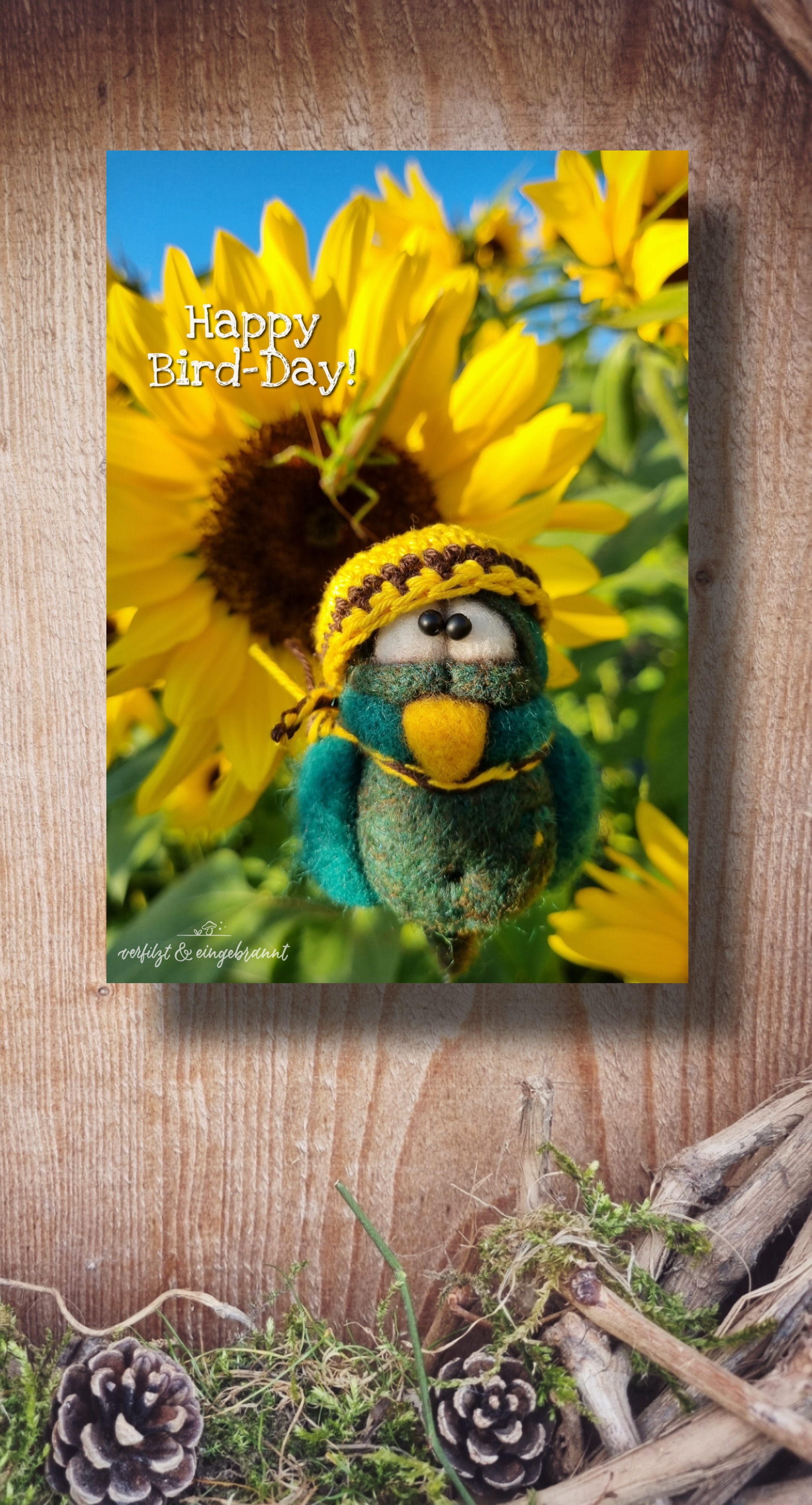 Postkarte Filzlis "Happy Bird-day"