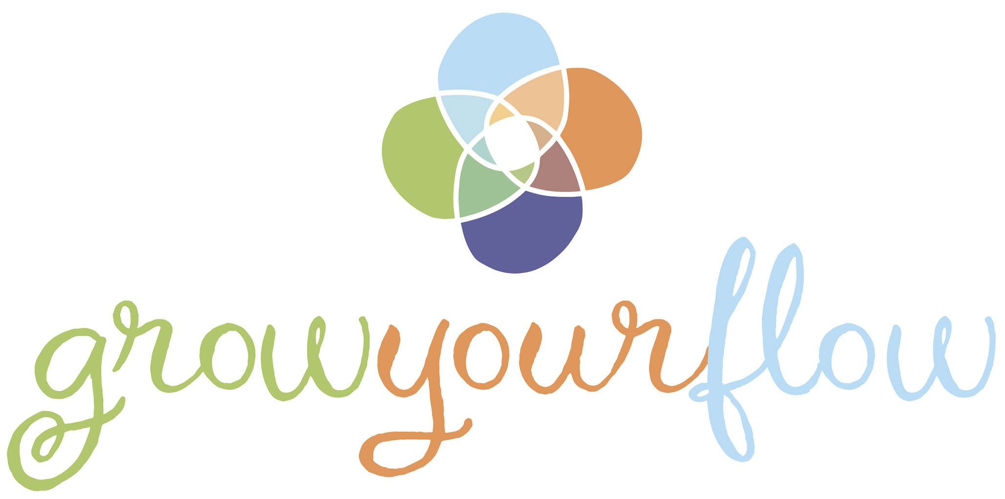 growyourflow Logo mit den 4 Elementen Erde, Luft, Feuer und Wasser