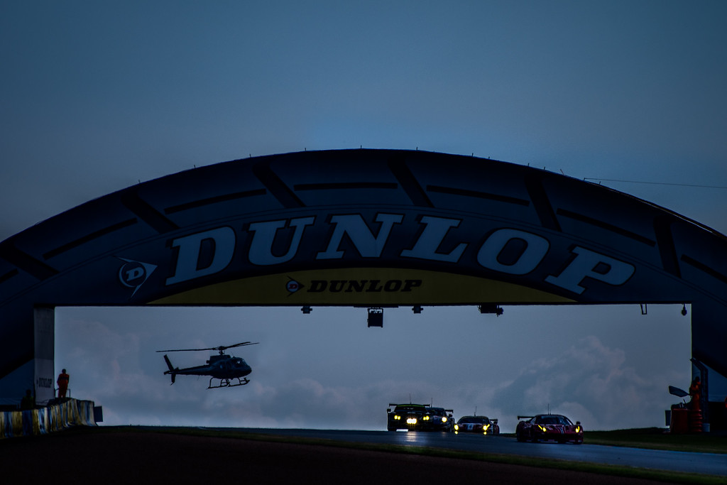 Helicopter and the GT Racing Group at Dusk