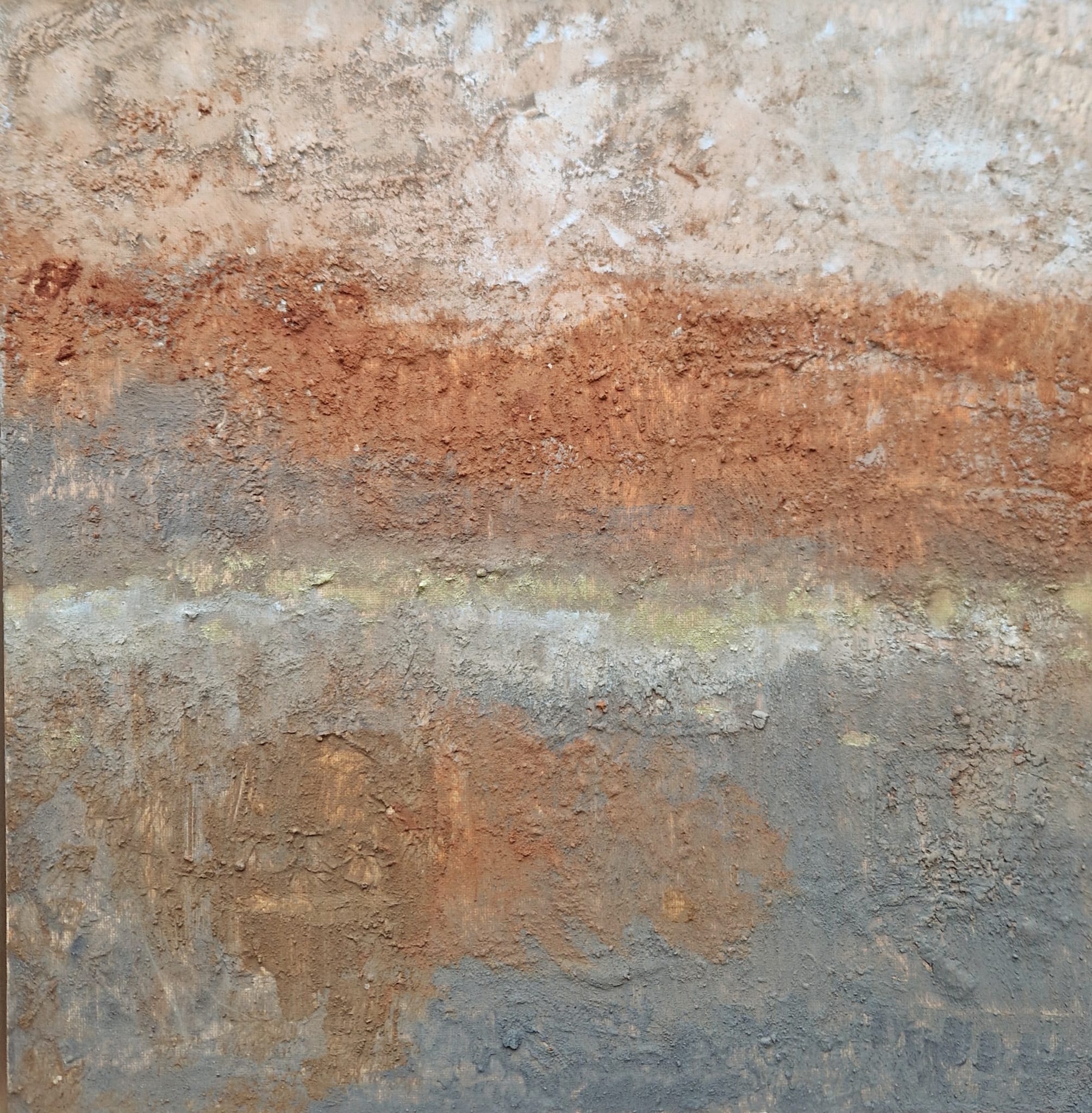 Pigment auf Karton, 40x40cm, mit Holzschattenfugenrahmen