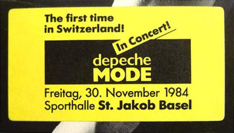 Flyer Depeche Mode erstes Live Konzert vom 20. November 1984  im St.Jakobs Park Basel /Schweiz