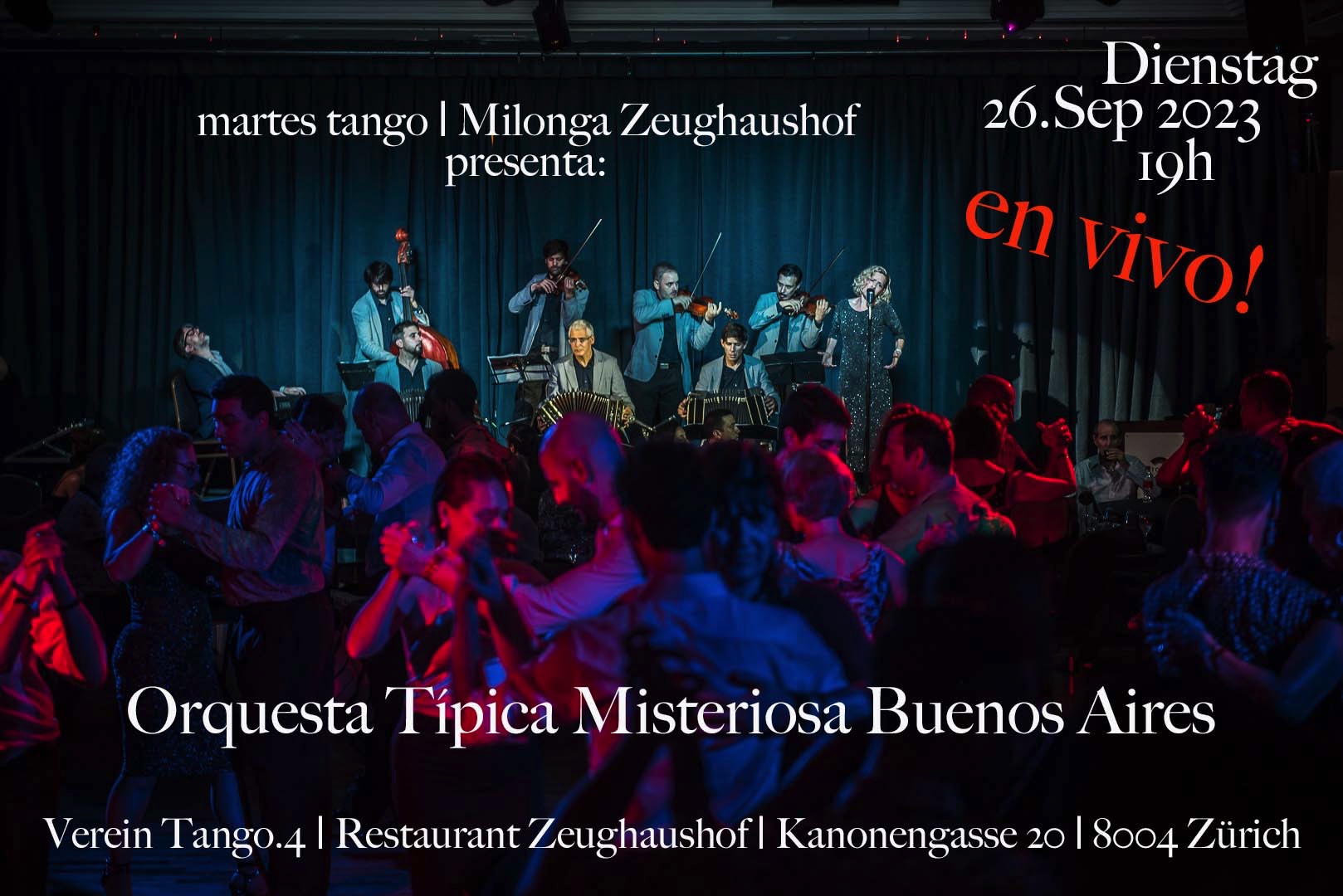 Konzert & Milonga: Orquesta Tipüica Misteriosa, 26 September 2023, 19:00 Uhr - 23:00 Uhr